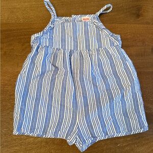 Zara Kids Blue and White Striped Romper